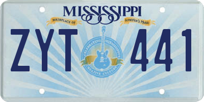 MS license plate ZYT441