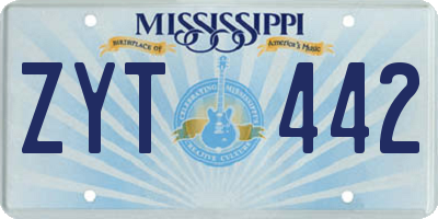 MS license plate ZYT442