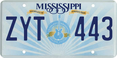 MS license plate ZYT443