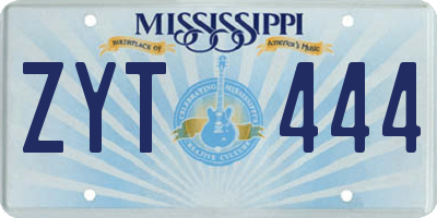MS license plate ZYT444