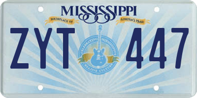 MS license plate ZYT447