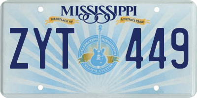 MS license plate ZYT449