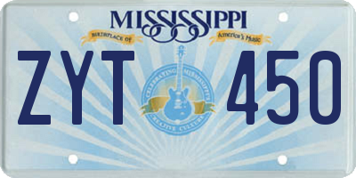 MS license plate ZYT450