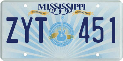 MS license plate ZYT451