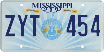 MS license plate ZYT454