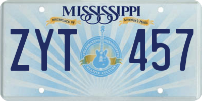 MS license plate ZYT457