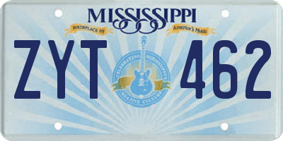 MS license plate ZYT462