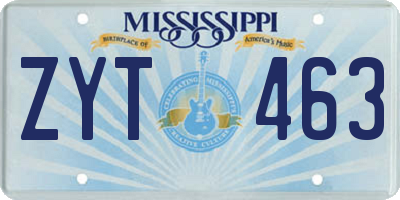 MS license plate ZYT463