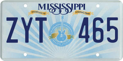 MS license plate ZYT465