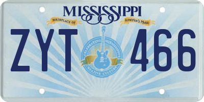 MS license plate ZYT466