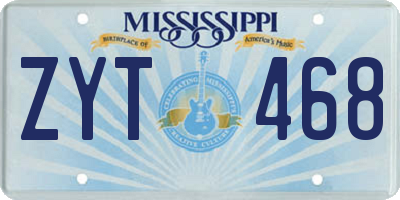 MS license plate ZYT468