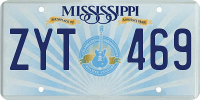 MS license plate ZYT469