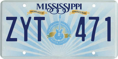 MS license plate ZYT471
