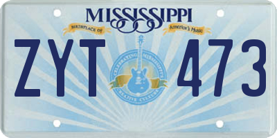 MS license plate ZYT473
