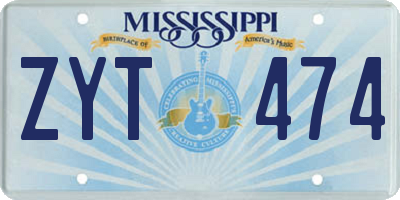 MS license plate ZYT474