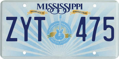 MS license plate ZYT475