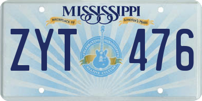 MS license plate ZYT476