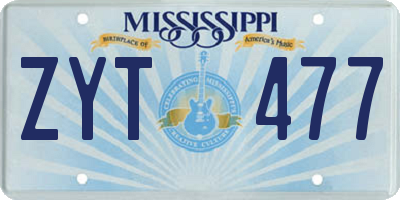 MS license plate ZYT477