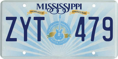 MS license plate ZYT479