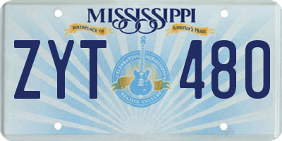 MS license plate ZYT480