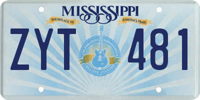 MS license plate ZYT481