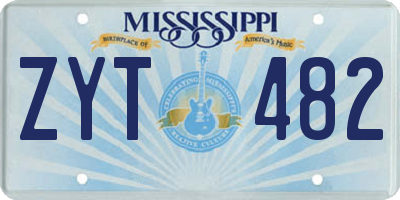 MS license plate ZYT482