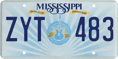 MS license plate ZYT483