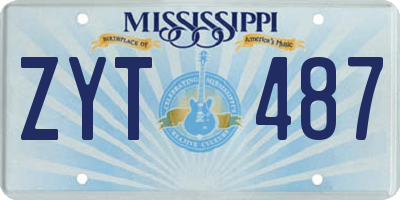 MS license plate ZYT487