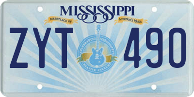 MS license plate ZYT490