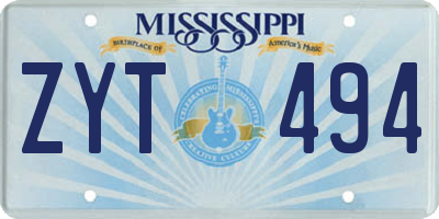 MS license plate ZYT494