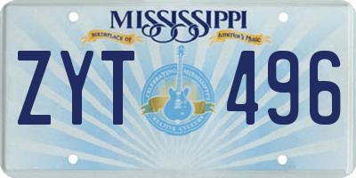 MS license plate ZYT496