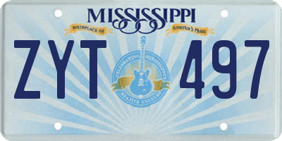 MS license plate ZYT497