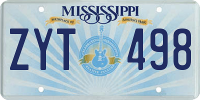MS license plate ZYT498
