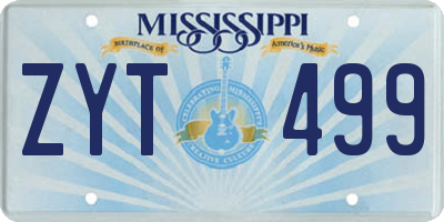 MS license plate ZYT499