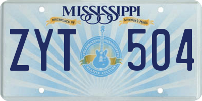 MS license plate ZYT504