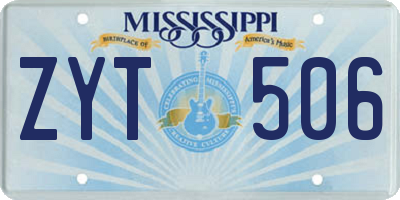 MS license plate ZYT506