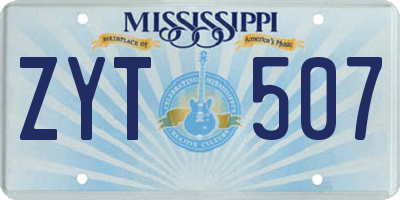 MS license plate ZYT507