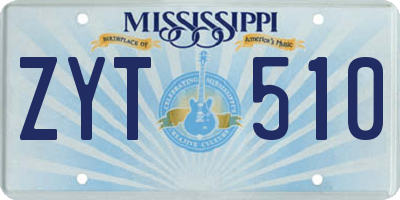 MS license plate ZYT510