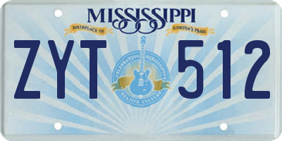 MS license plate ZYT512