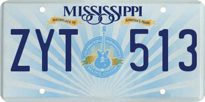 MS license plate ZYT513