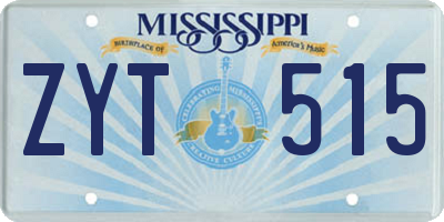 MS license plate ZYT515