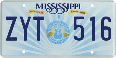 MS license plate ZYT516