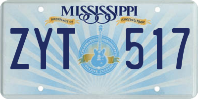 MS license plate ZYT517