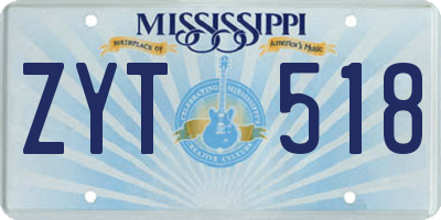 MS license plate ZYT518