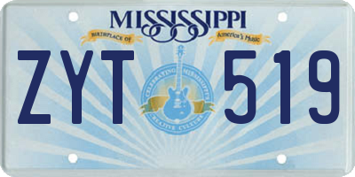 MS license plate ZYT519