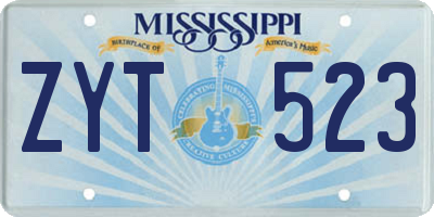 MS license plate ZYT523