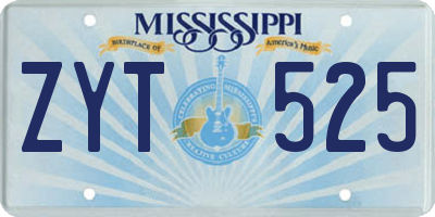 MS license plate ZYT525