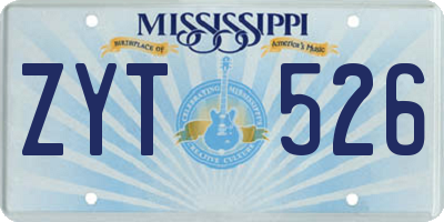 MS license plate ZYT526