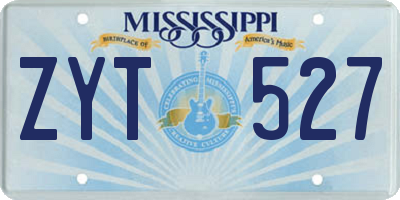 MS license plate ZYT527