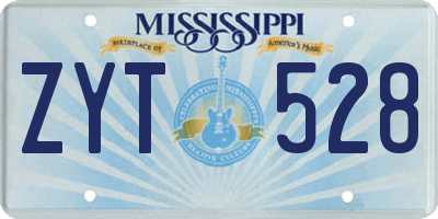 MS license plate ZYT528